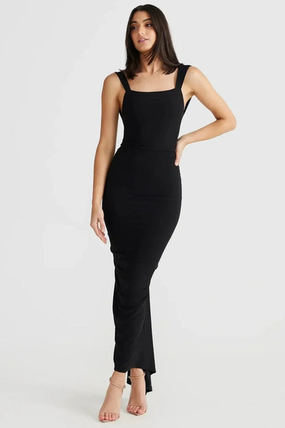 ONBRE® | BACKLESS LANG GEPLOOIDE JURK