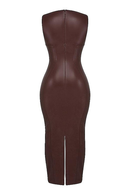 ONBRE®  | LUXE LEREN MAXI JURK